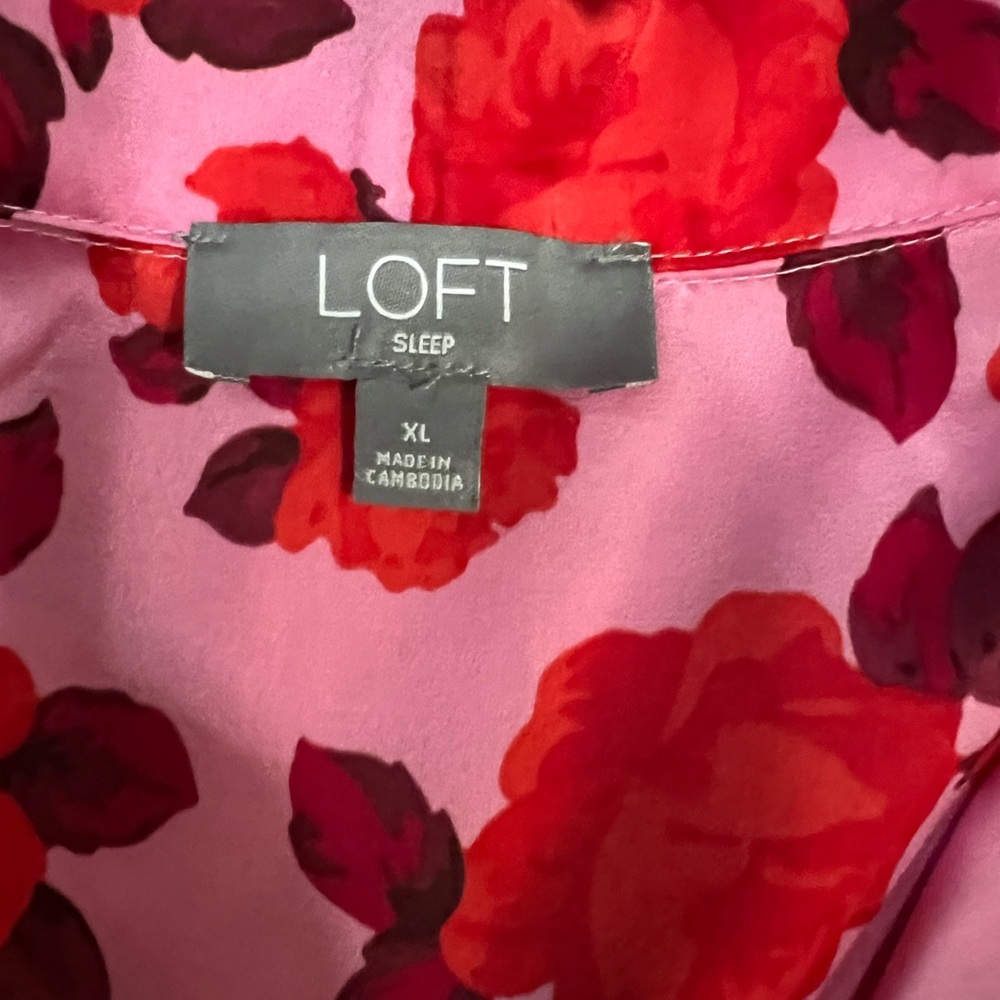 LOFT Vibrant Pink and Red Floral Sleepwear